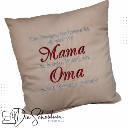 Show details for Geschenk-Kissen „Mama & Oma“ – mit liebevoller Stickerei Picture of Geschenk-Kissen „Mama & Oma“ – mit liebevoller Stickerei